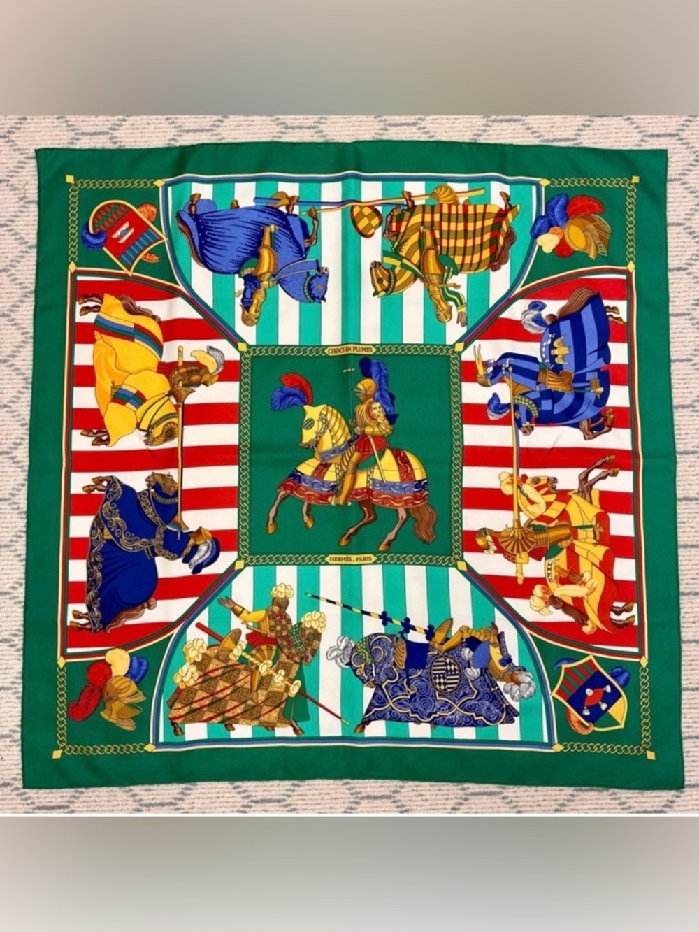 HERMES Vintage Rare Collectors Chic Carre 90” “Chocs en Plumes” 100% Silk Scarf